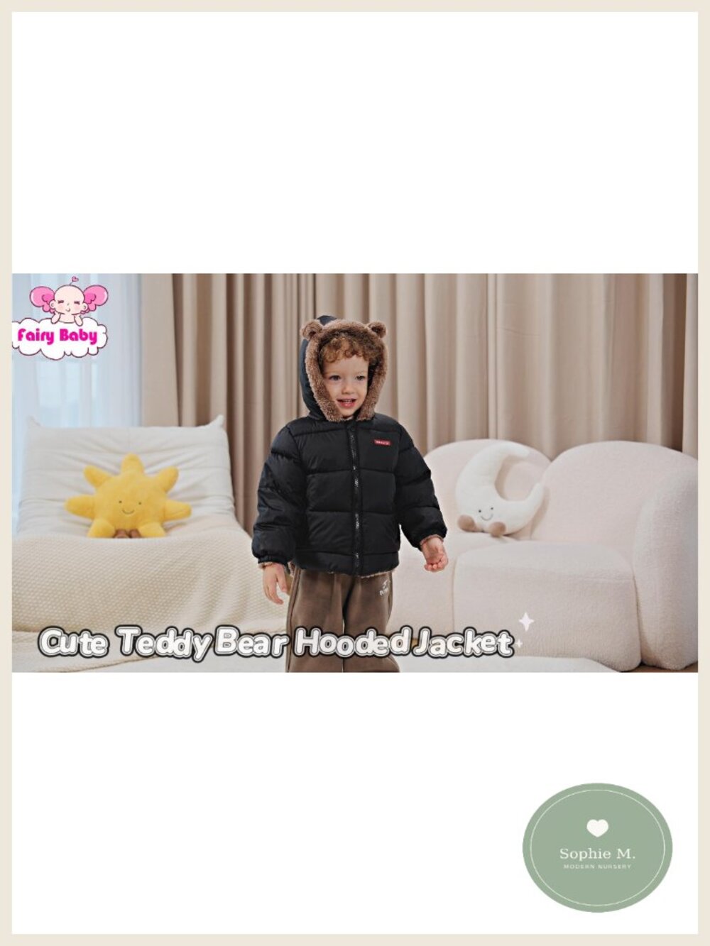 Baby Fleece Winter Coat Bear Ear Hooded Jacket Windproof Zip Up - Picture 6 of 6